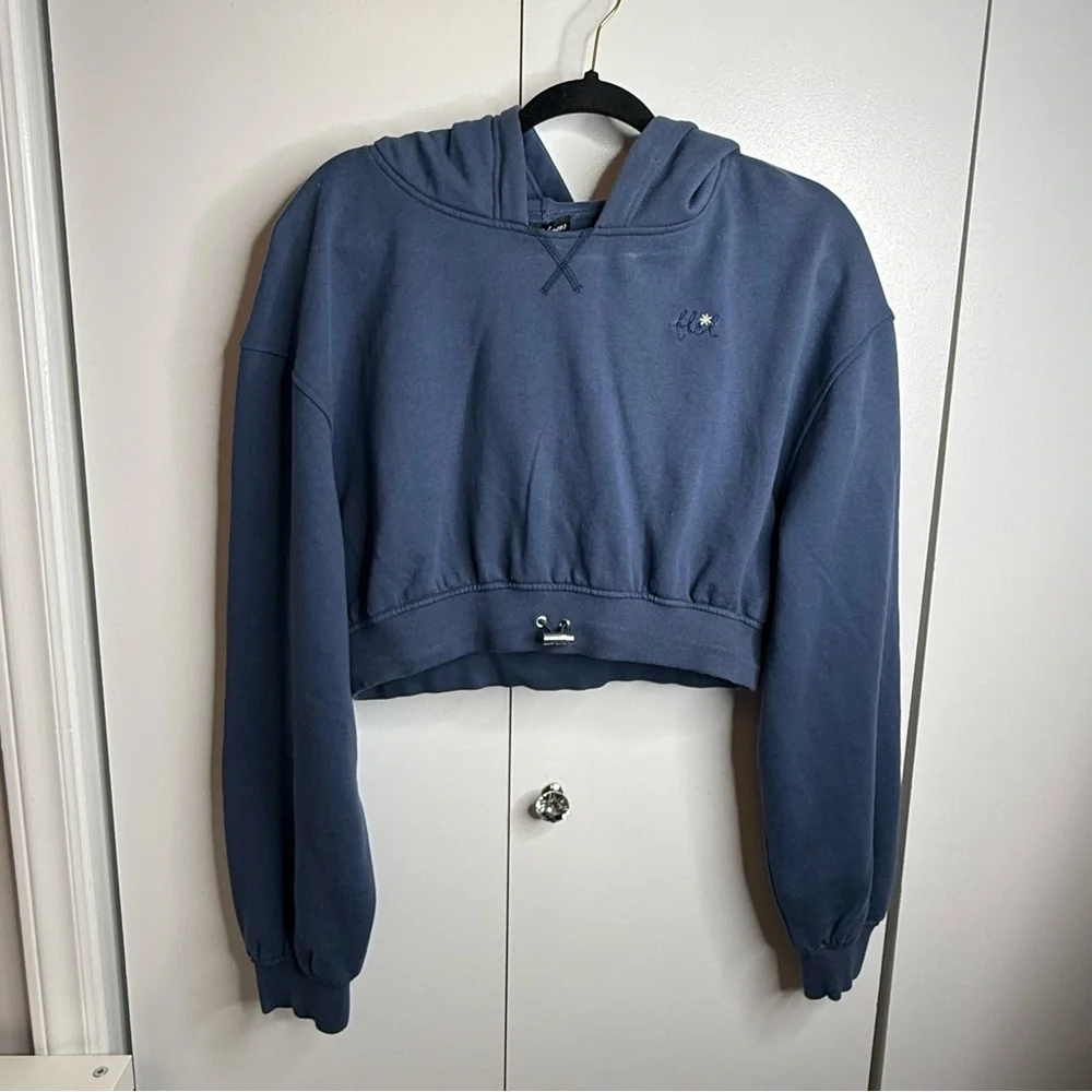 For Live and Lemons Josie Blue Cropped Hoodie Large NWT - Picture 2 of 10